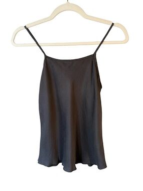 Gunmetal Grey Silky Cami Top - Unbranded Size S 90s Minimalist Neutral Soft Girl